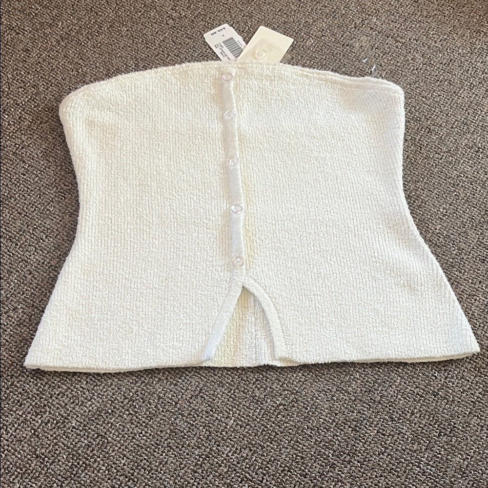 Active USA White Strapless Buttoned Top